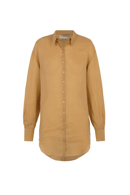 Matz, shirt in peach ramie