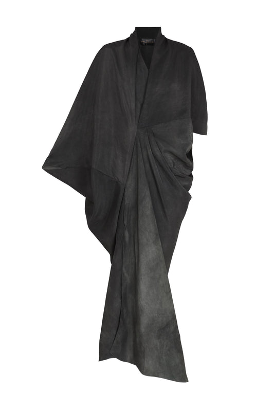 Mayu, vestido de seda petroleo maltinto