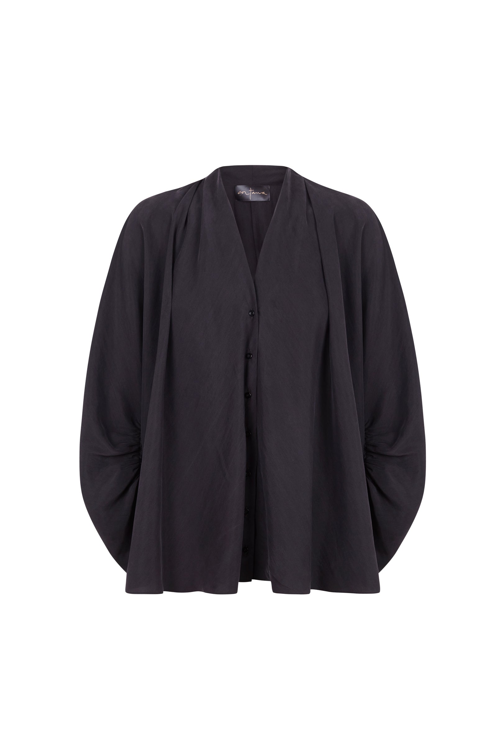 Medina, smoke gray silk blouse