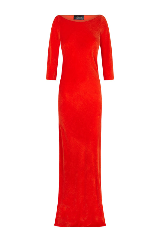 Milena, long red velvet dress