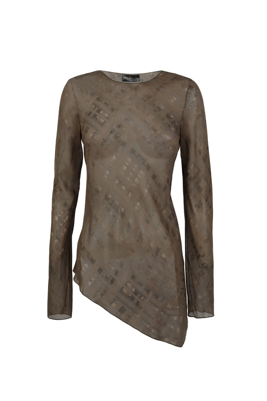 Mire, top de seda teki print