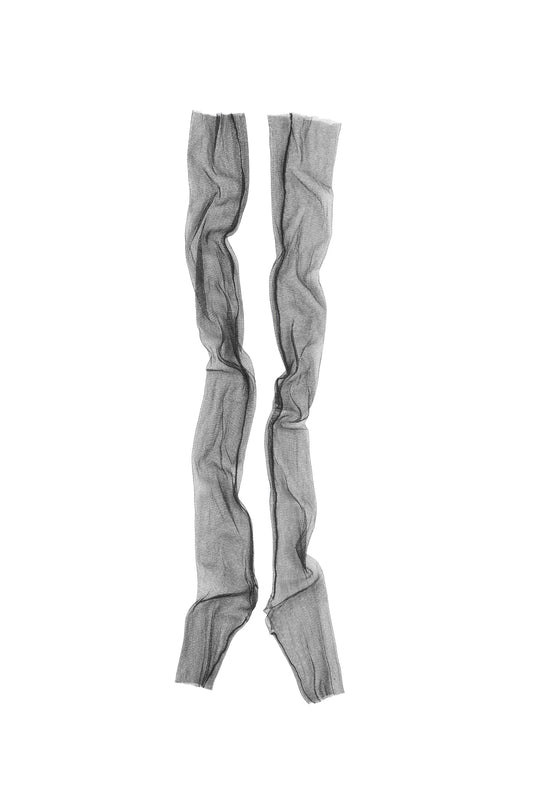 Mito, black silk tulle mittens