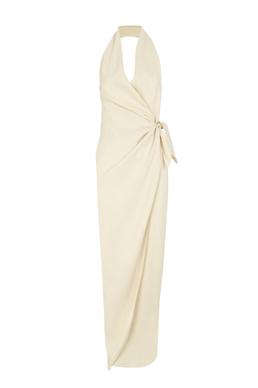 Mona, ivory linen and silk dress