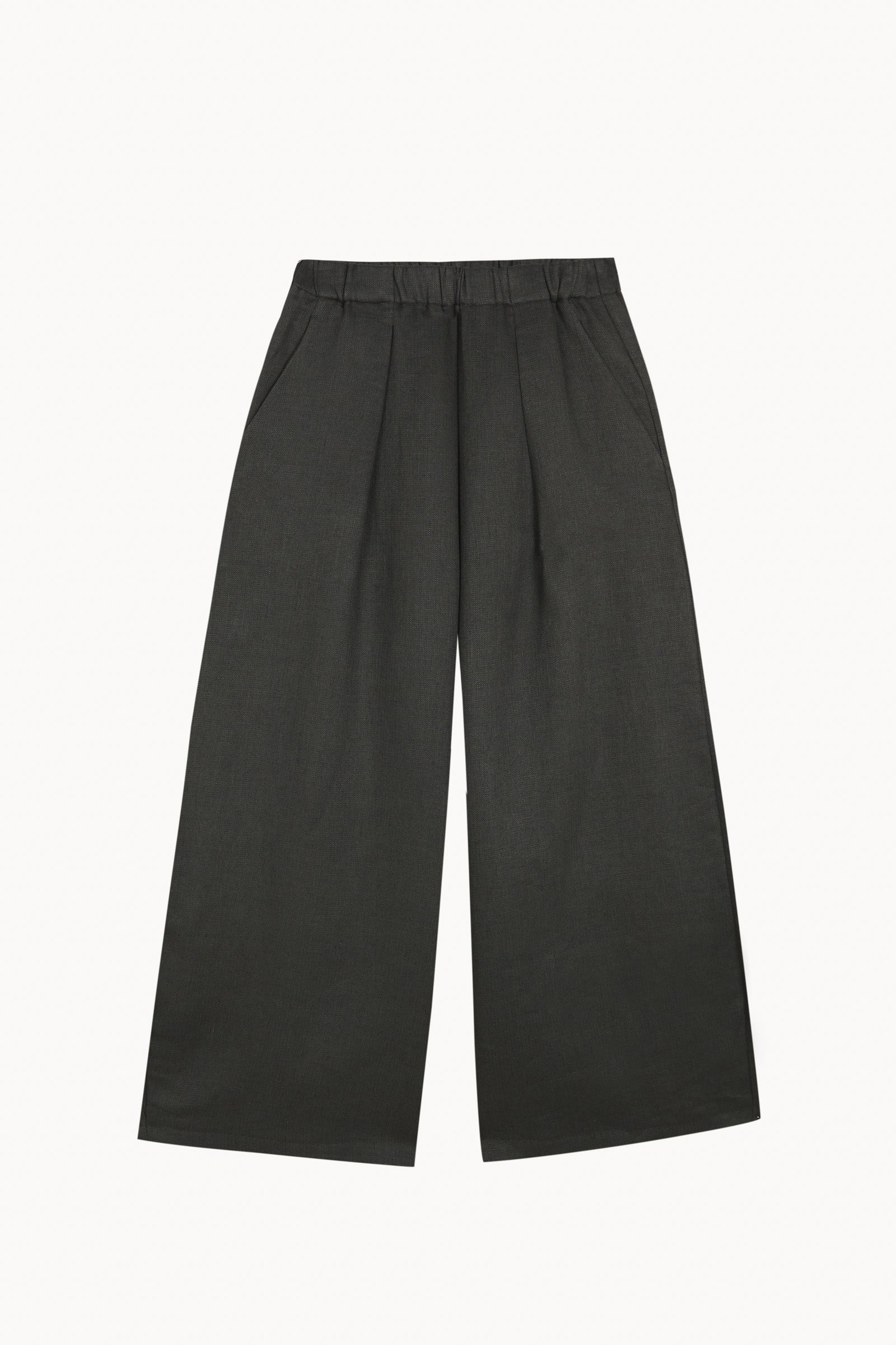 Mona, ocean blue linen and wool trousers