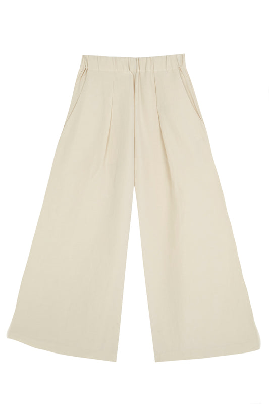 Mona, pantalon de lino y seda marfil