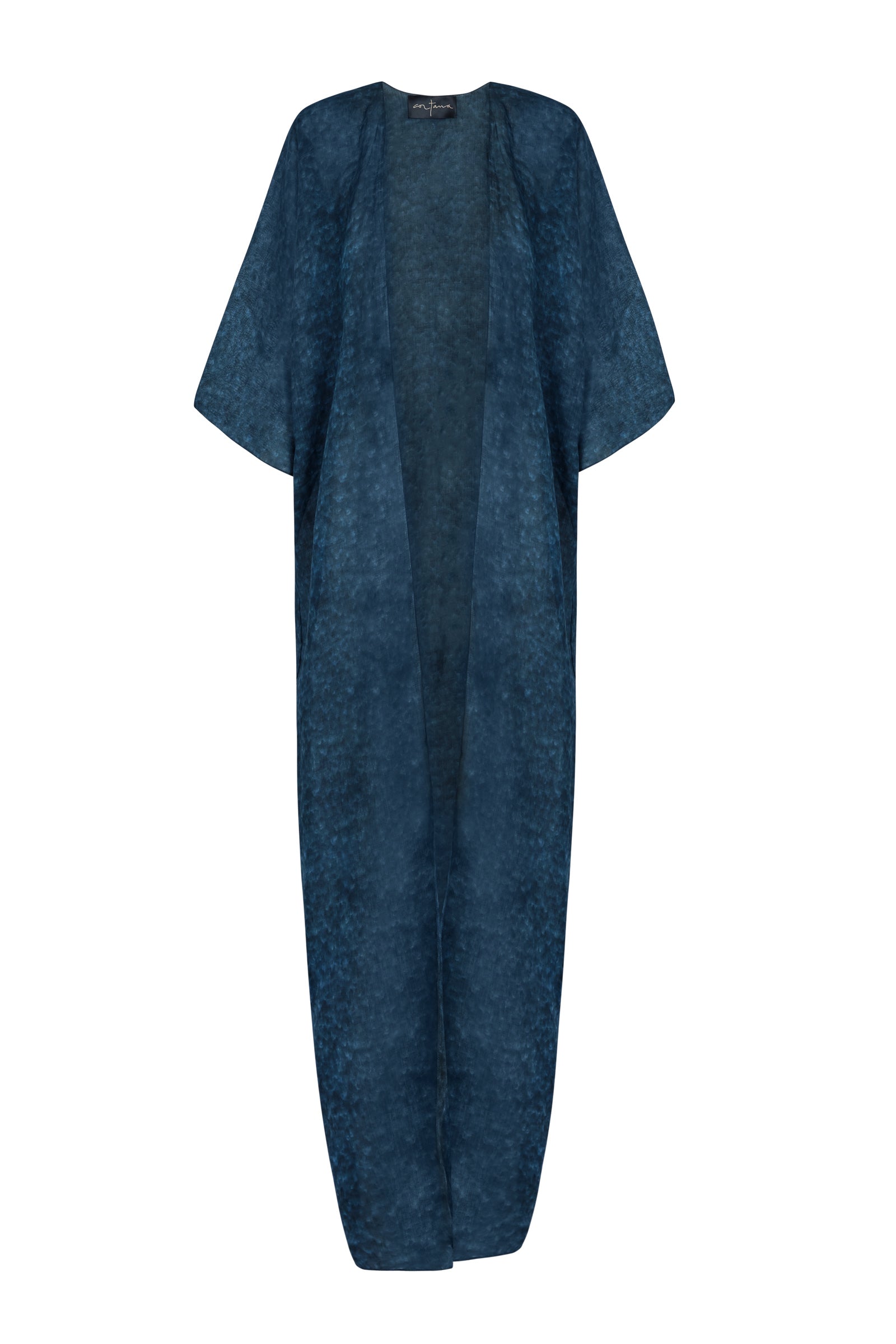 Nina, tokyo print long ramie jacket