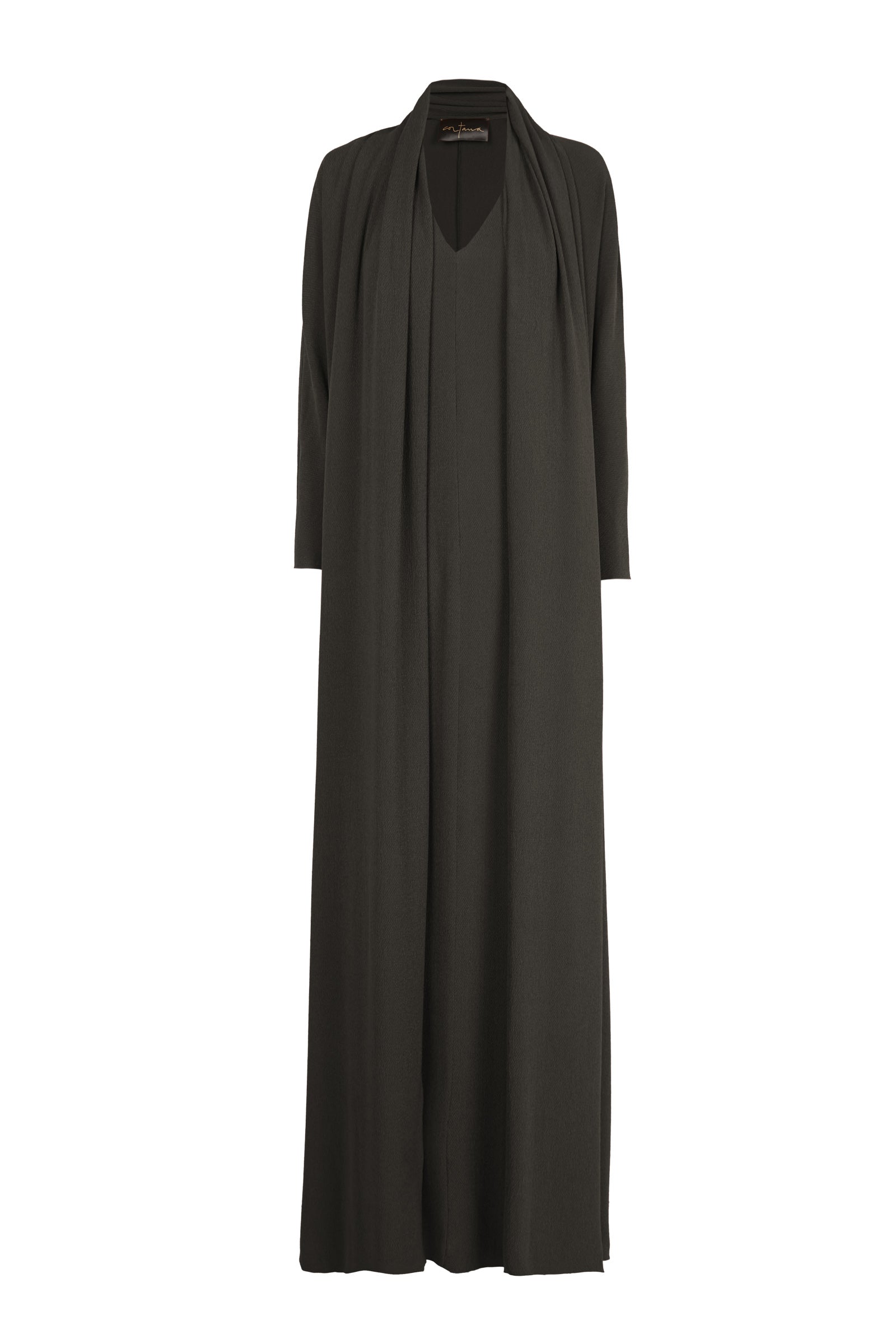 Niza, charcoal stretch silk dress