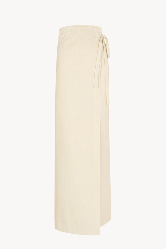Noa, ivory linen and cotton pareo skirt