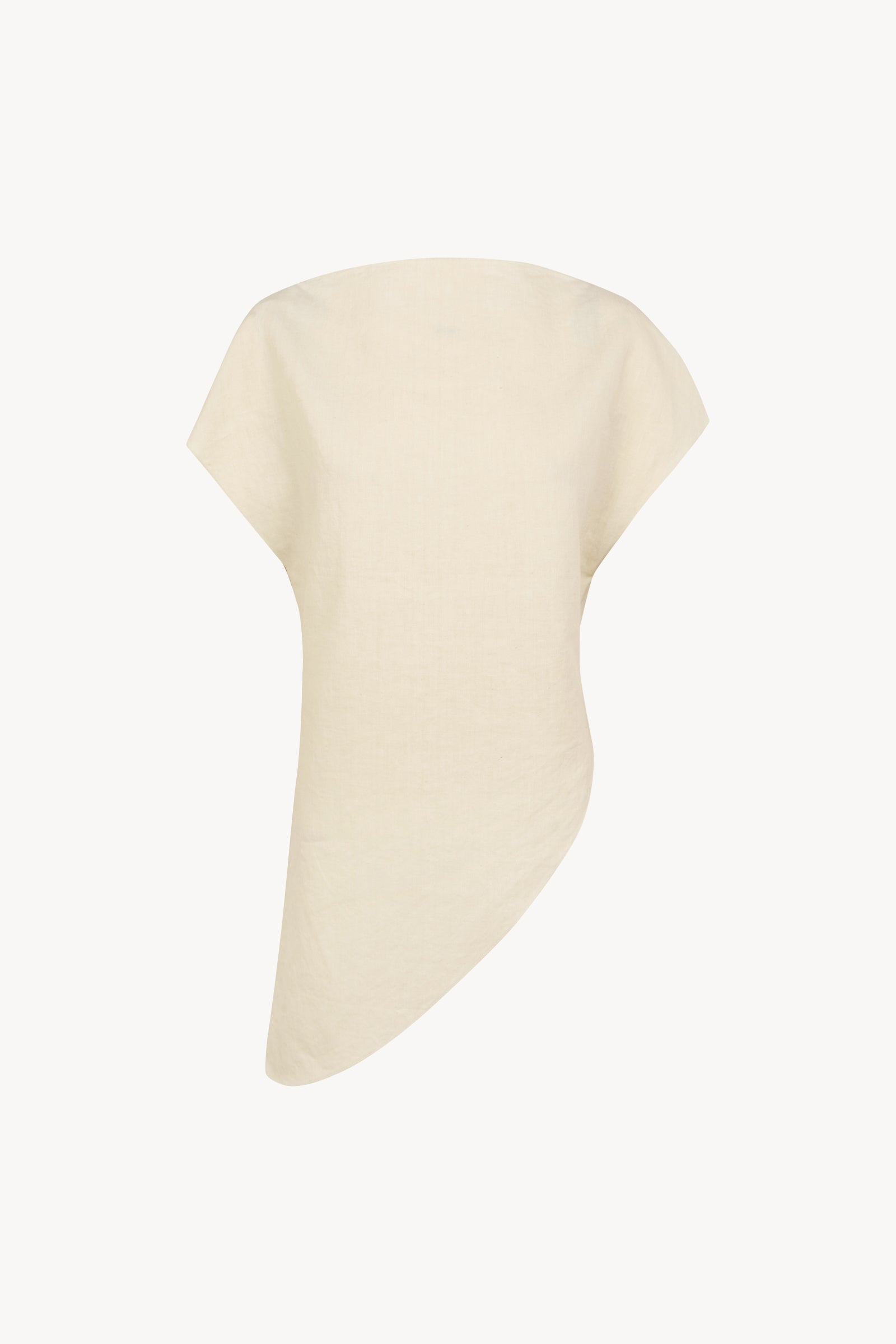 Noe, ivory asymmetrical top in linen and cotton