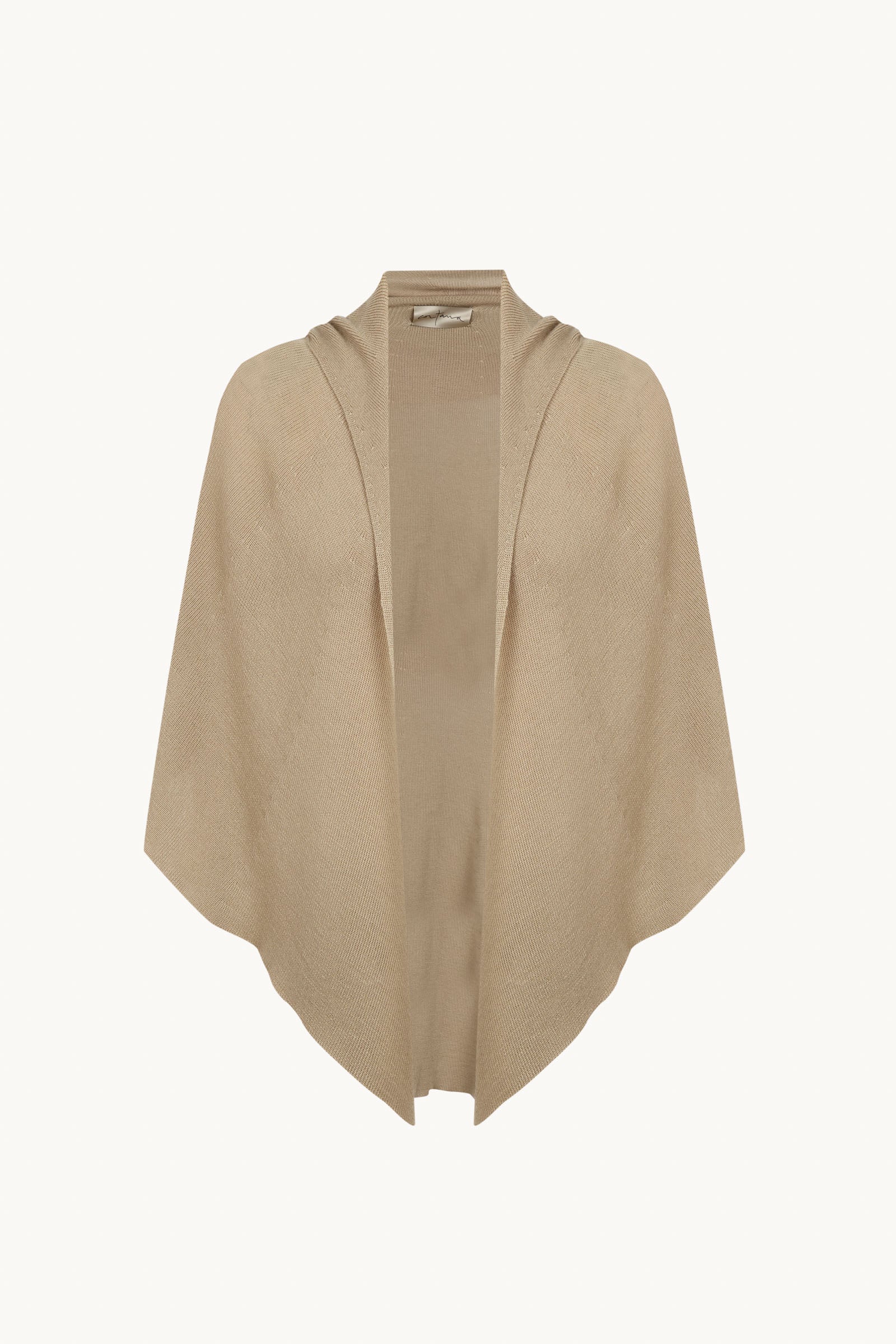 Nua, capucha fluida multiposición de cachemir beige