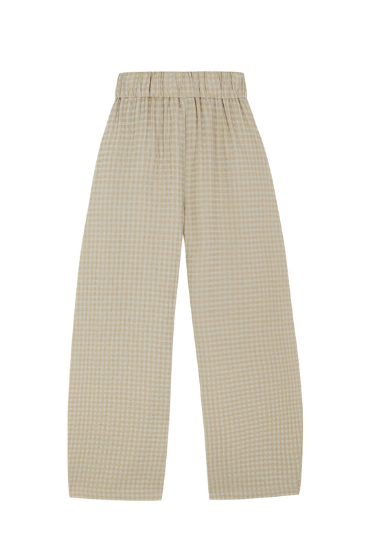 Nuna, beige checked jacquard pants