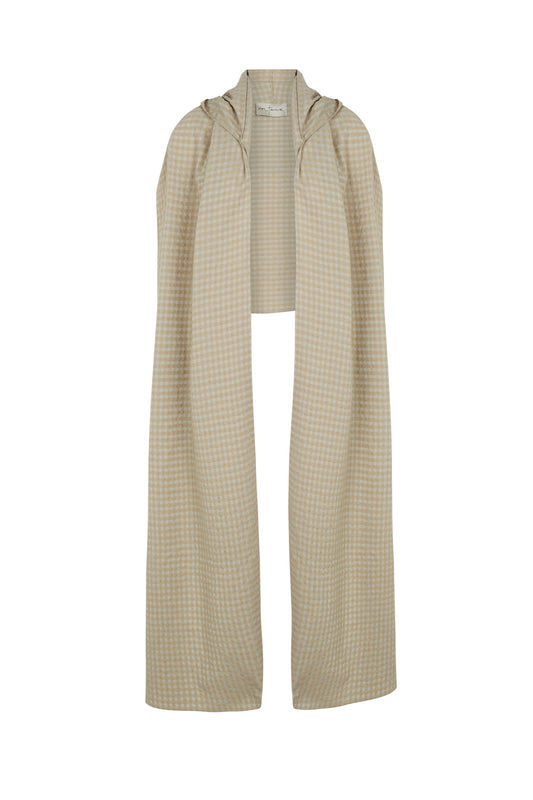 Nuna, beige checked jacquard scarf