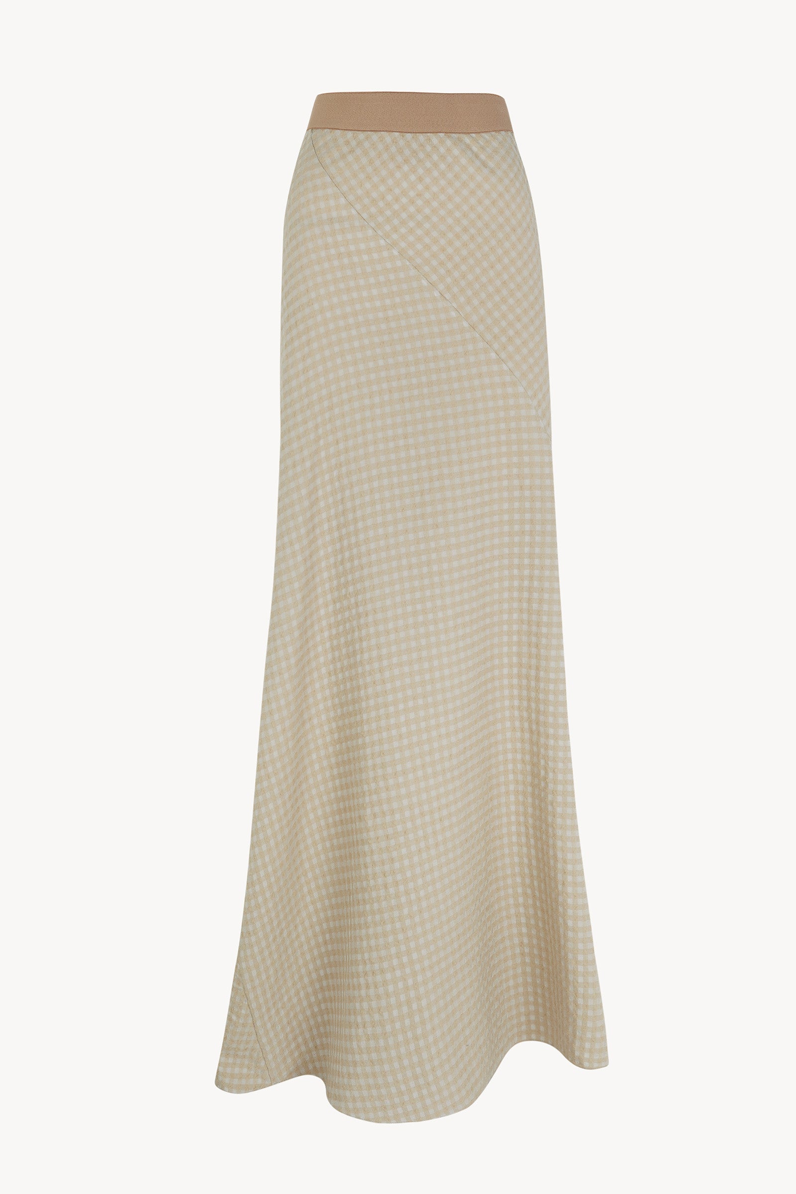 Nuna, beige checked jacquard skirt