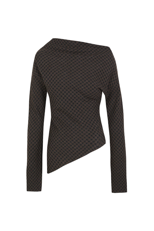 Nuna, top a cuadros jacquard oscuro