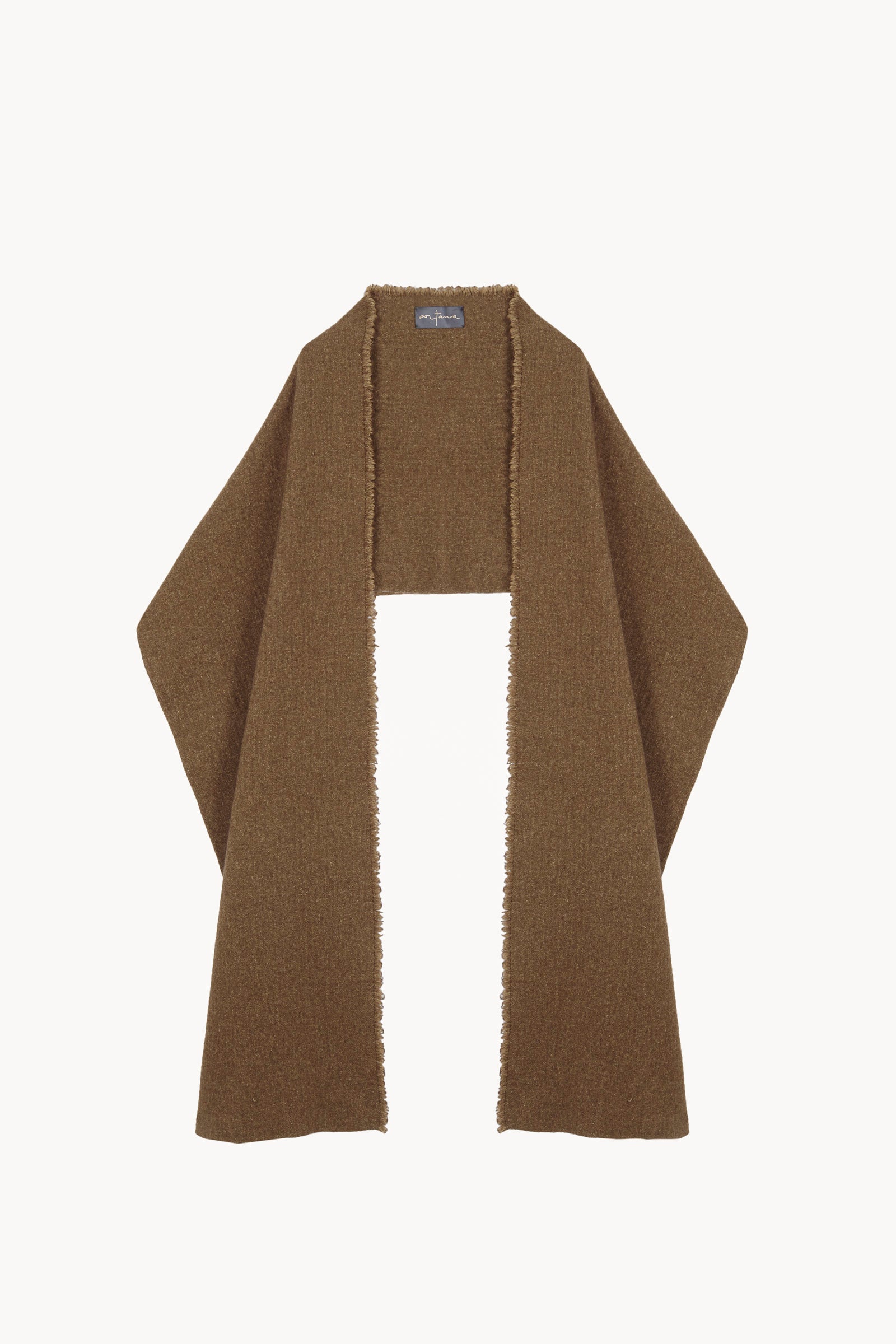 Nur, brown wool and cotton long scarf
