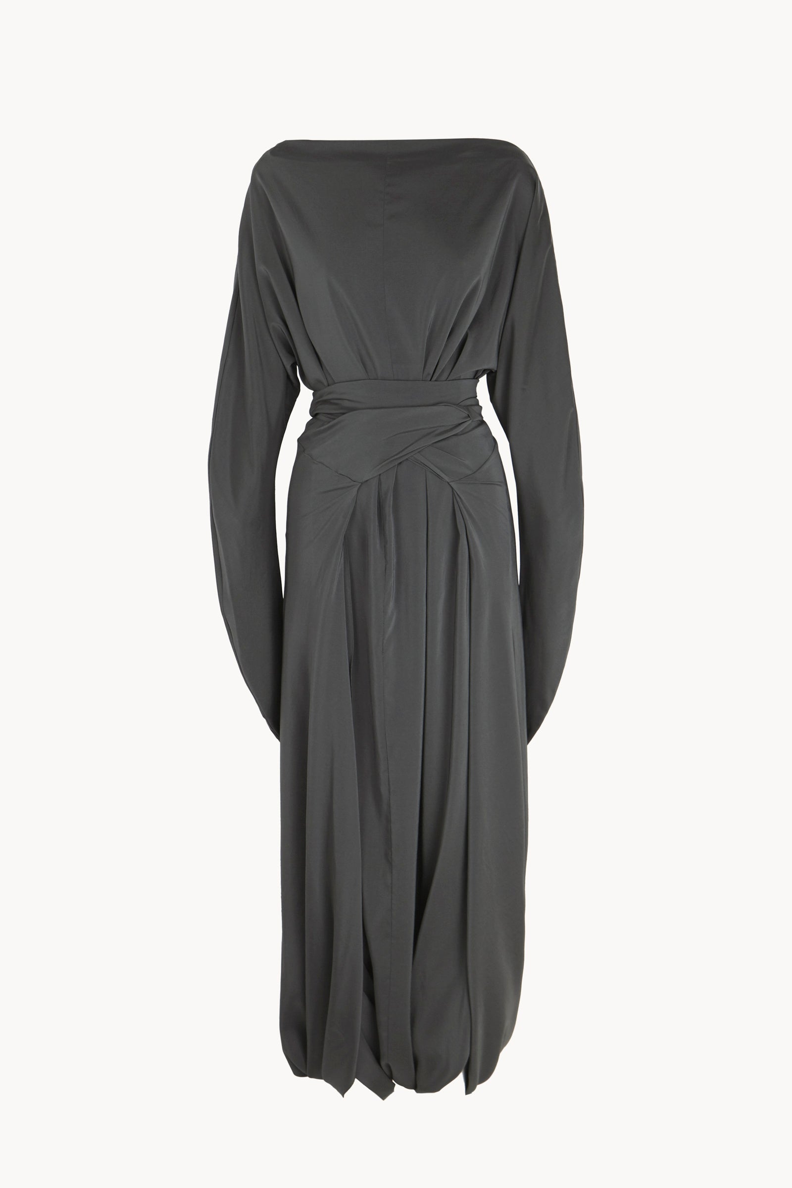 Olvido, night green stretch silk dress