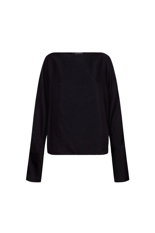 Oona, top en cupro negro