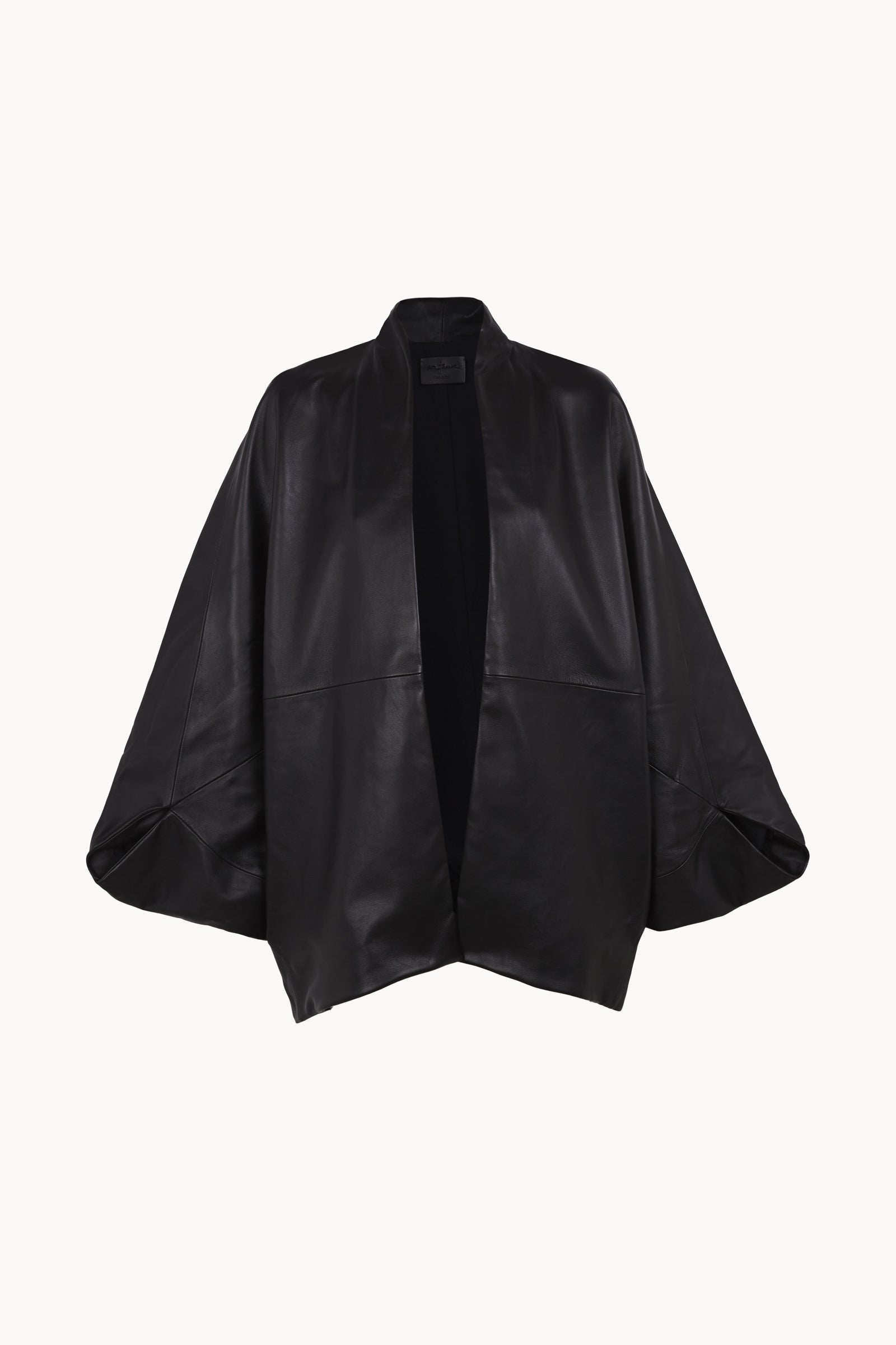 Opalo, black leather kimono jacket