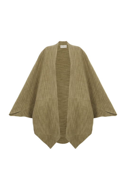 Path, green melange double-face coat