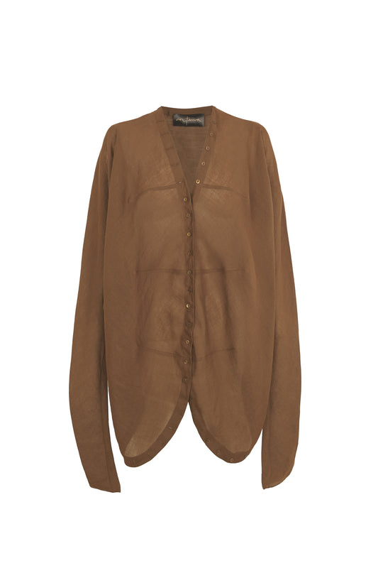 Piano, camisa transformable de ramio henna