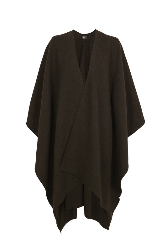 Poncho, brown melange wool coat