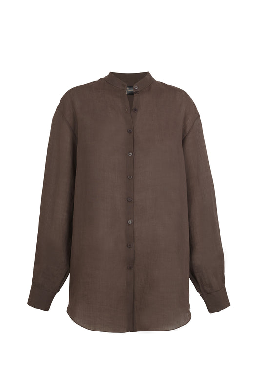 Raoul, purple-brown ramie shirt