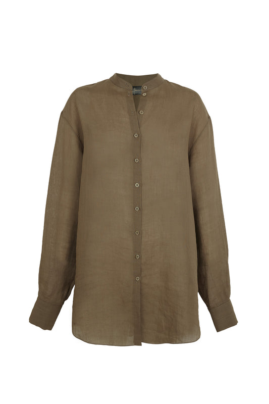 Raoul, mocha ramie shirt