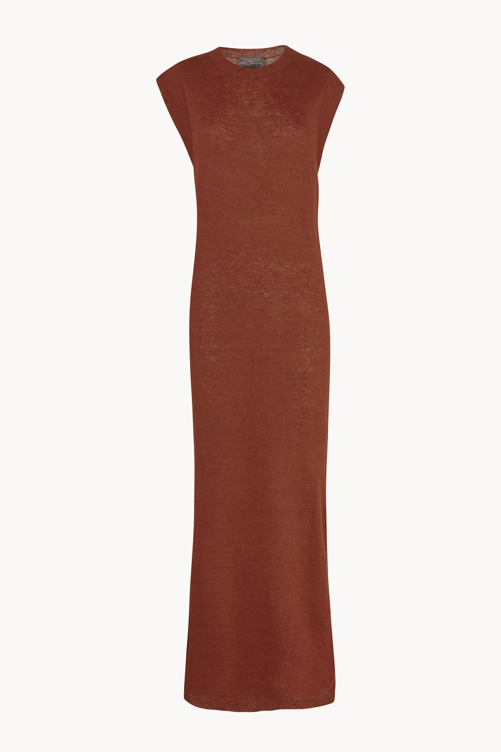 Rinen, deep clay linen knit dress