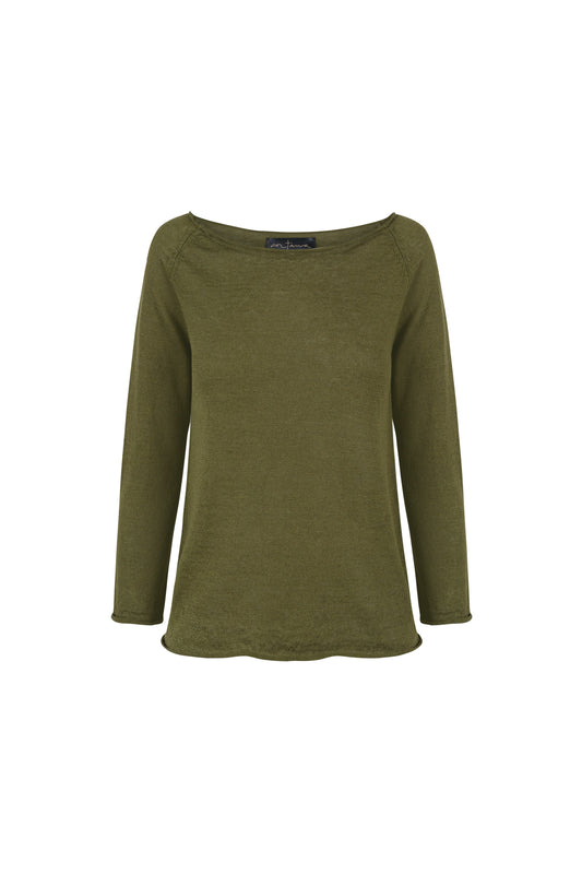 Rinen, olive linen knit jumper