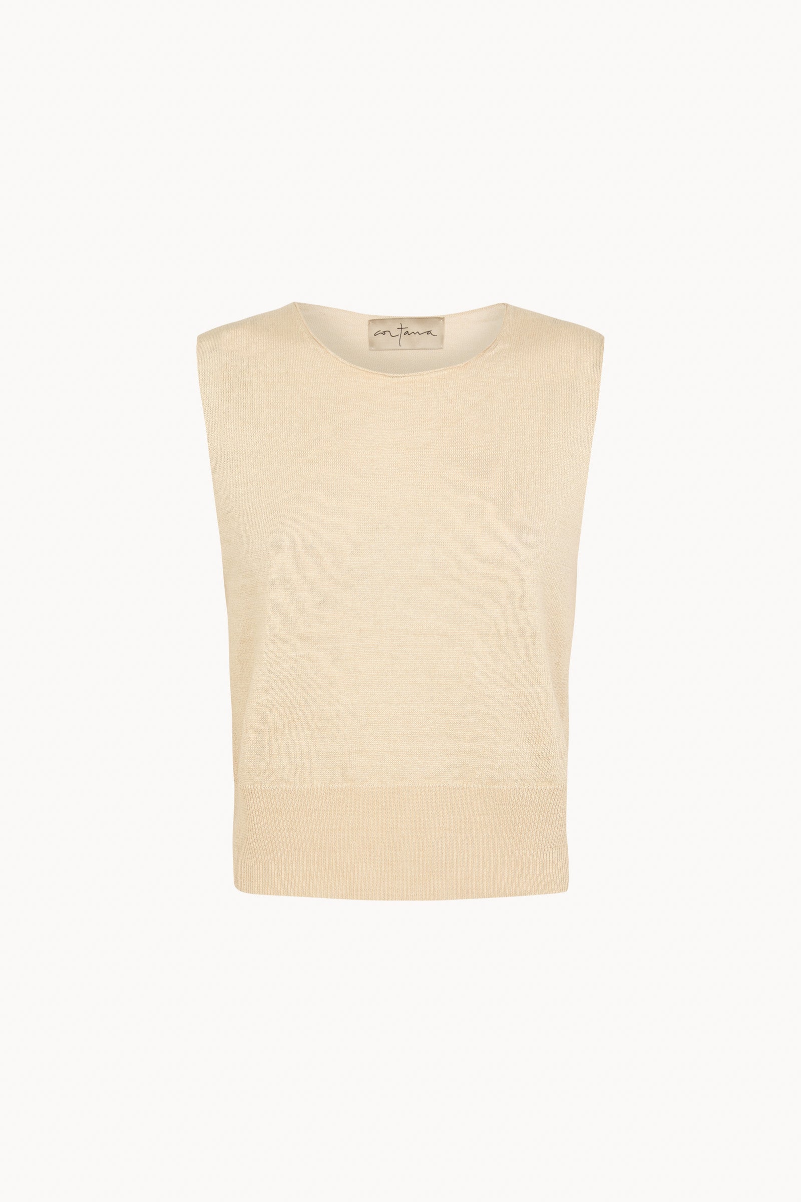Rinen, ivory linen knit vest