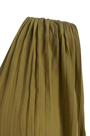 Rita, long olive green silk dress