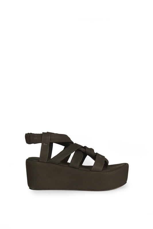 Ryo, dark brown platform sandal