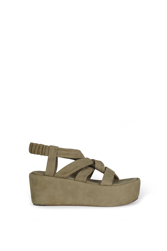 Ryo, moss green platform sandal