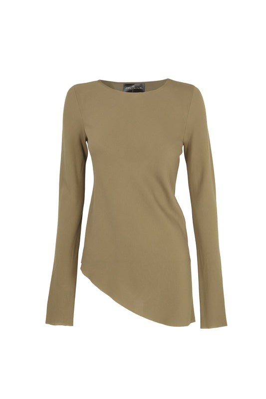 Sabrina, khaki stretch silk top