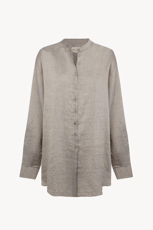 Sal, silver grey stripes oversized linen shirt
