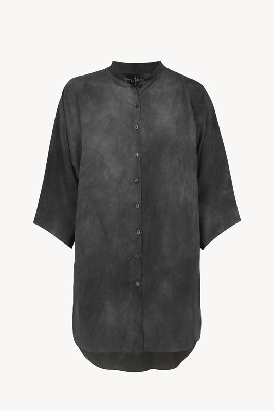 Salome, petroleum blue maltinto silk shirt