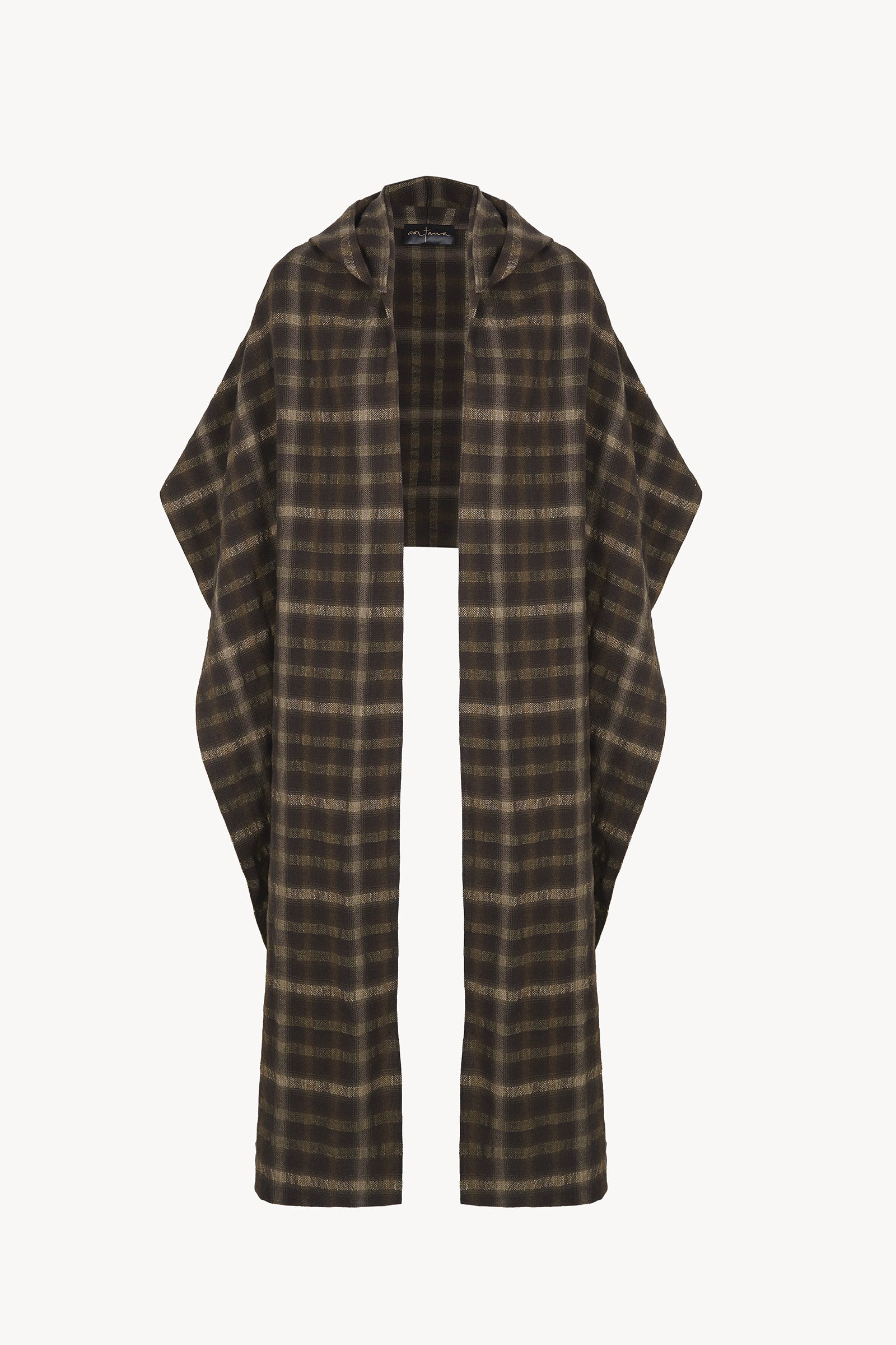 Salon, brown jacquard hooded scarf