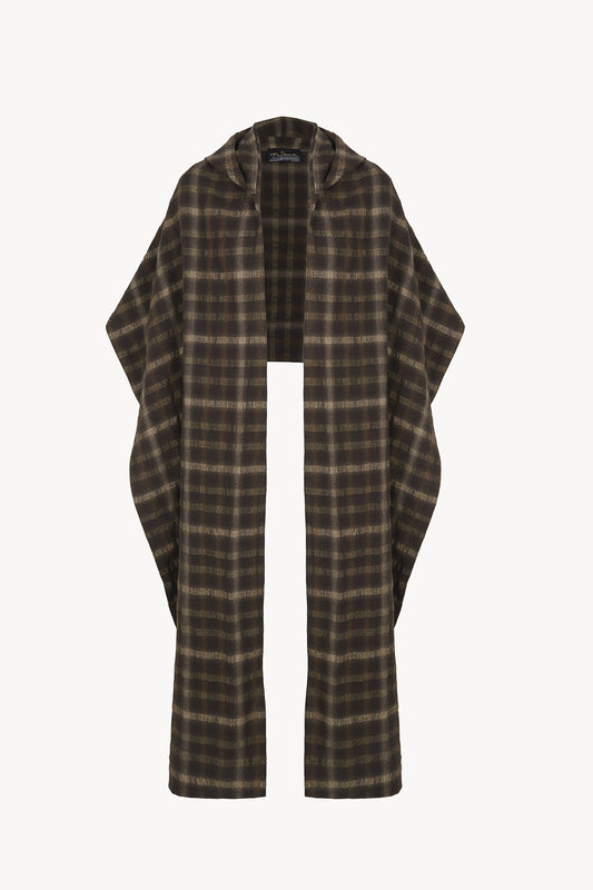 Salon, brown jacquard hooded scarf