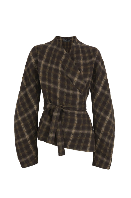 Salon, brown checked jacquard jacket
