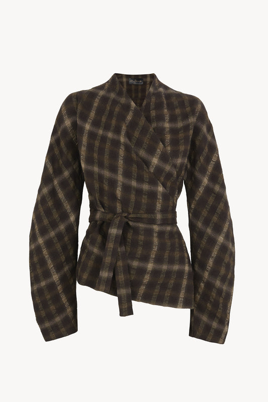 Salon, brown checked jacquard jacket