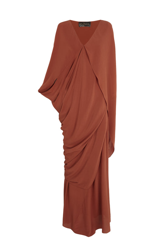 Sarina, red silk dress