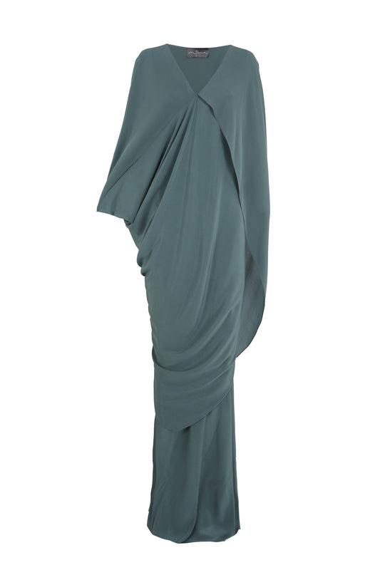Sarina, turquoise silk dress