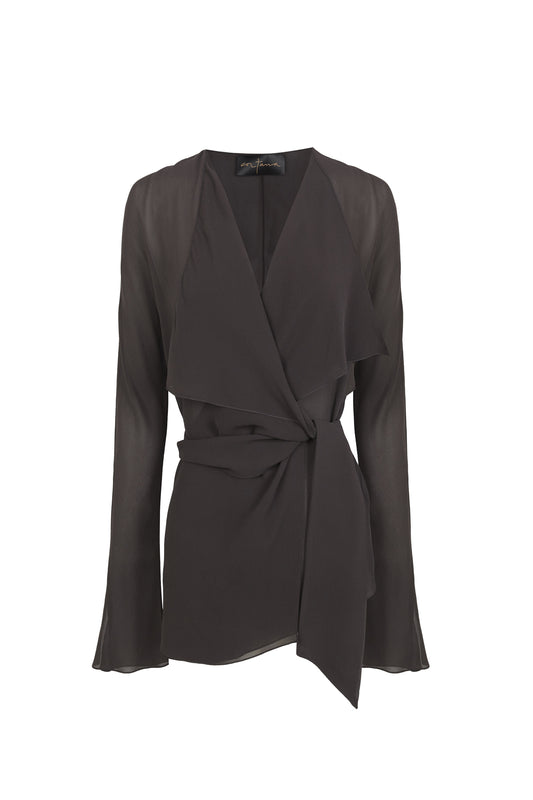 Serene, anthracite silk blouse