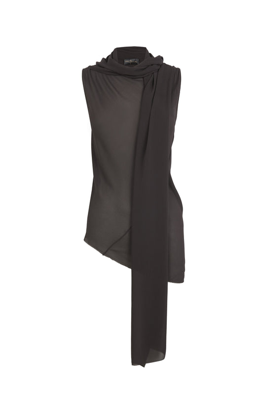 Serene, anthracite silk asymmetric top