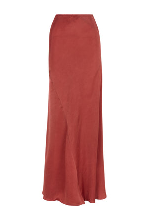 Sira, long skirt in red cupro