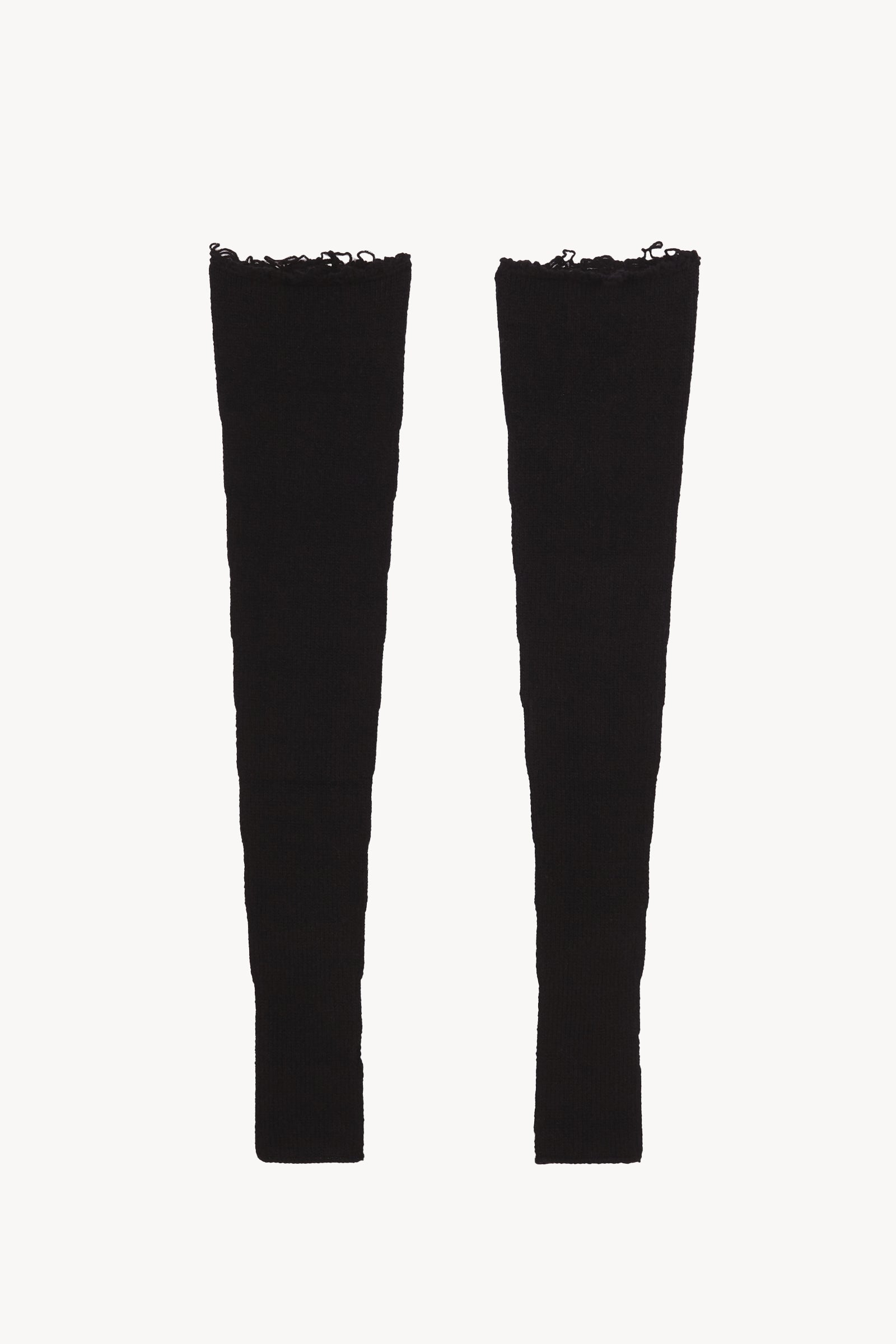 Snow, black wool and cashmere arm warmers