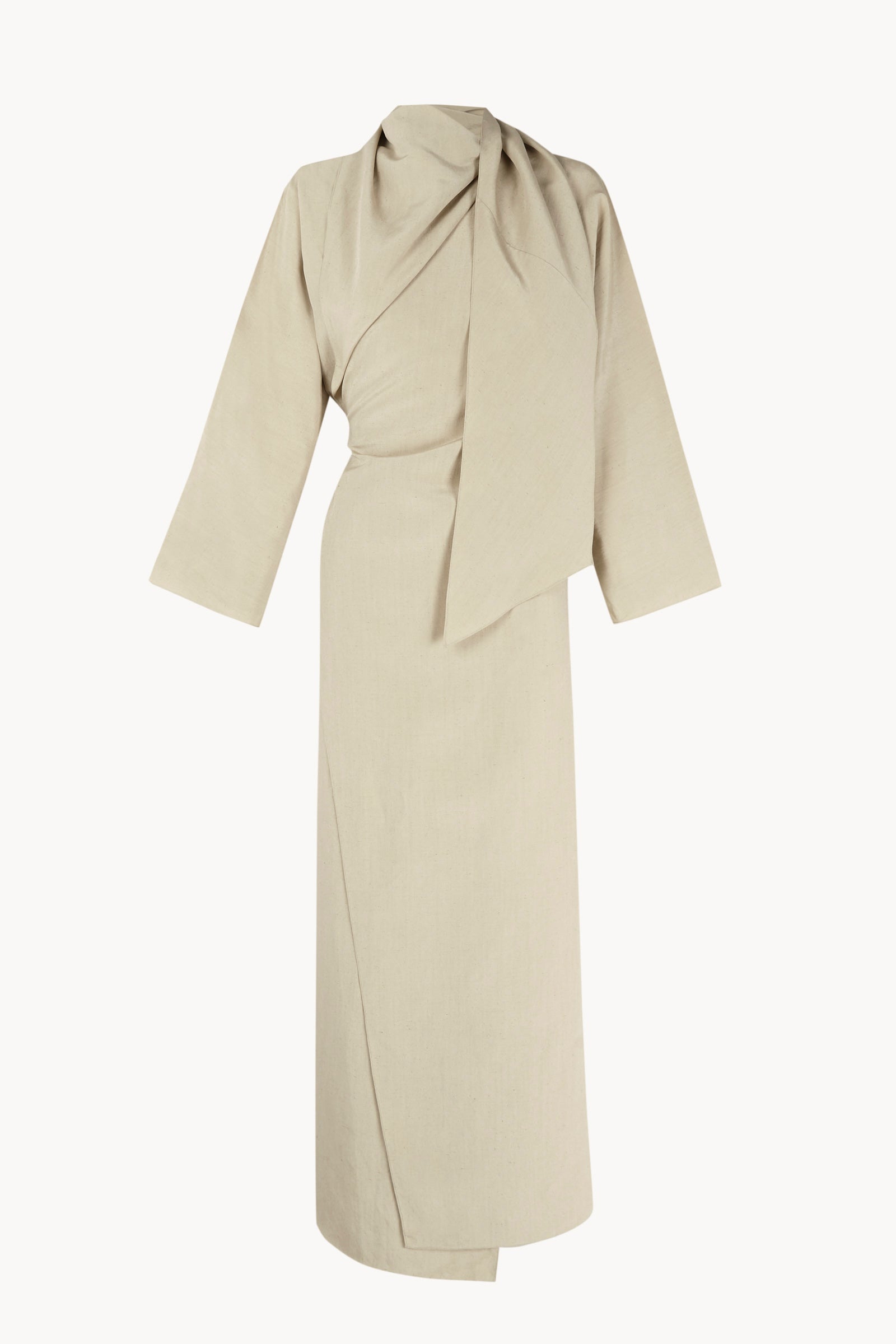 Sofia, stone linen and silk dress