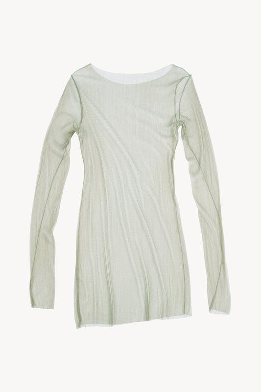 t de tul, silk tulle top platine