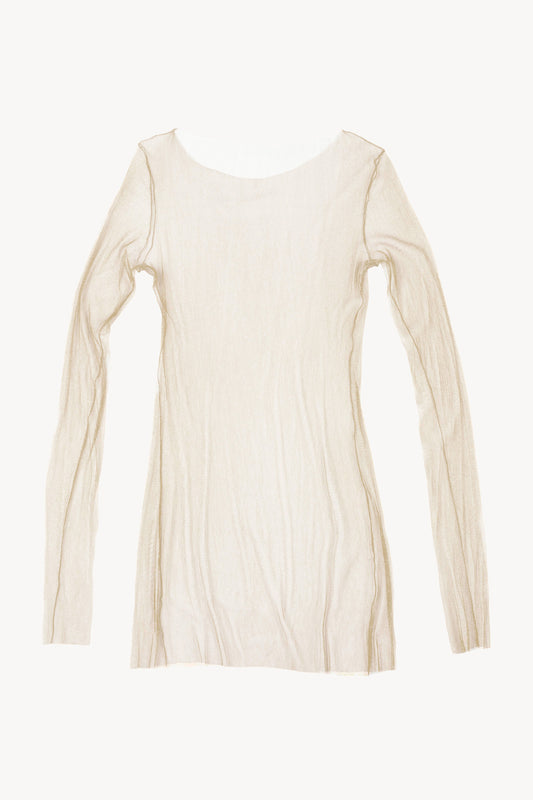 t de tul, silk tulle top beige 17