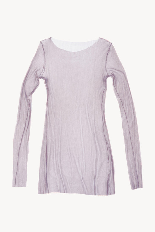 T t de tul, silk tulle top mink